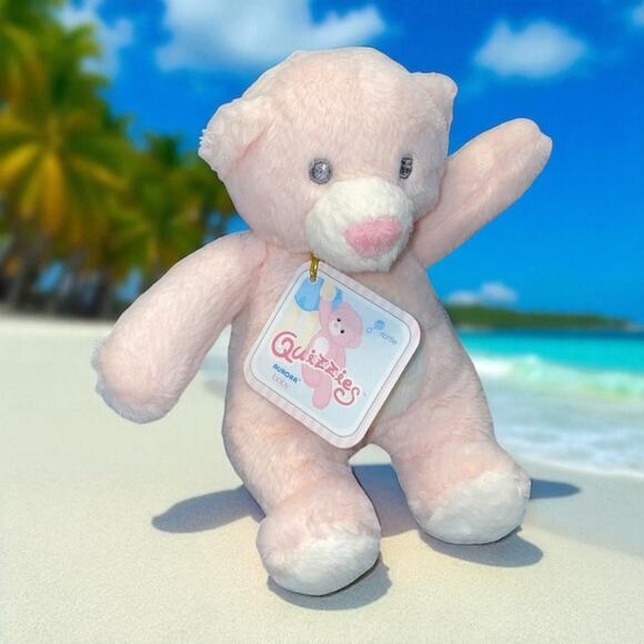 Aurora Baby Quizzies Plush Bear Rattle Stuffed Animal Embroidered Eyes 6" Gift - Picture 10 of 10